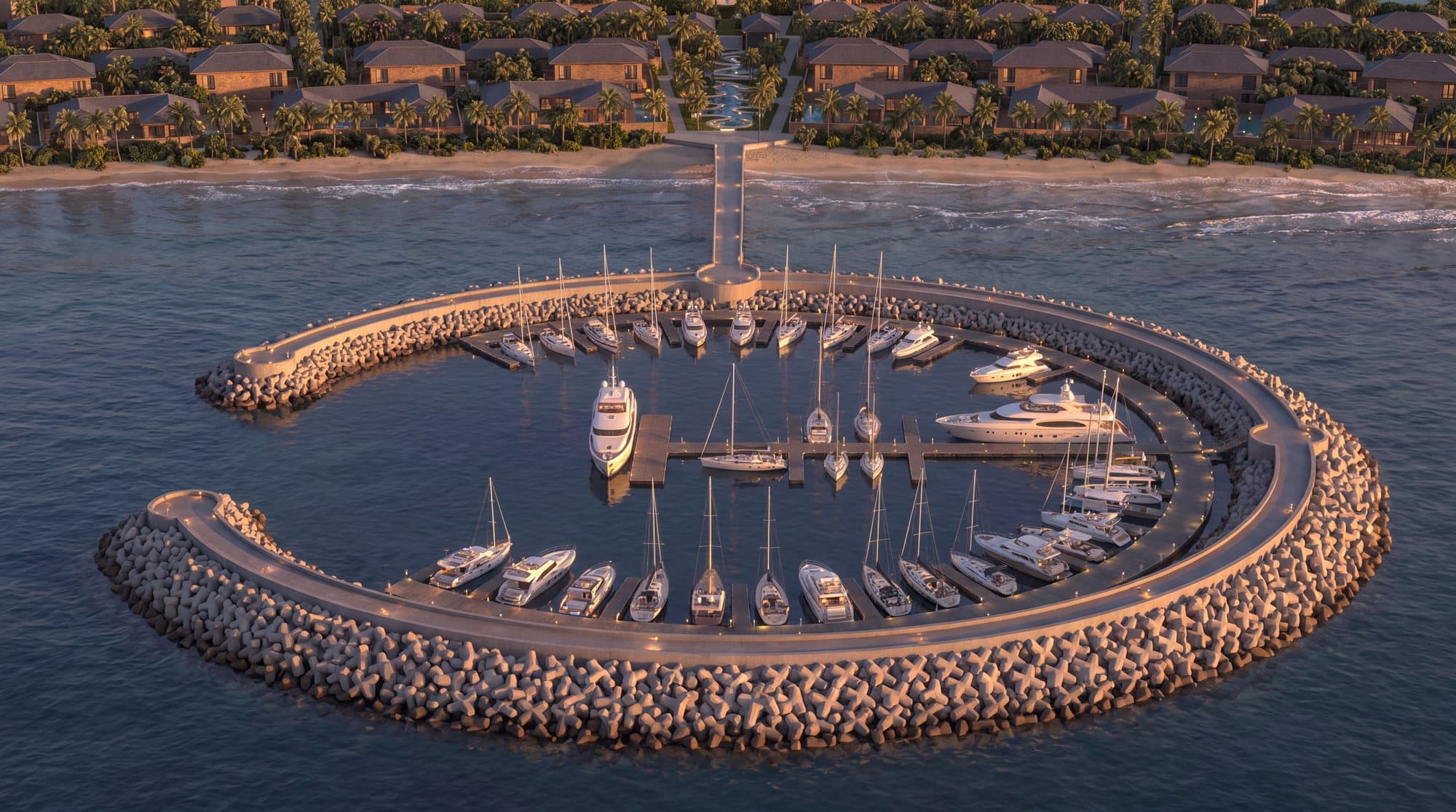 The MARINA harbour at sunset